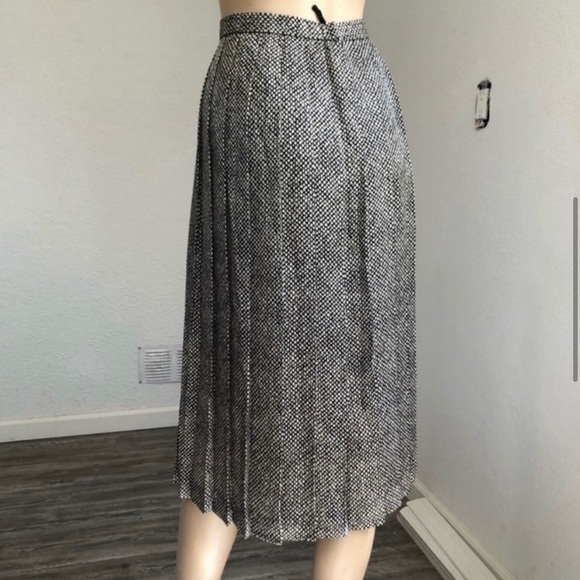 Vintage animal print plated midi skirt cream,black - Picture 5 of 9